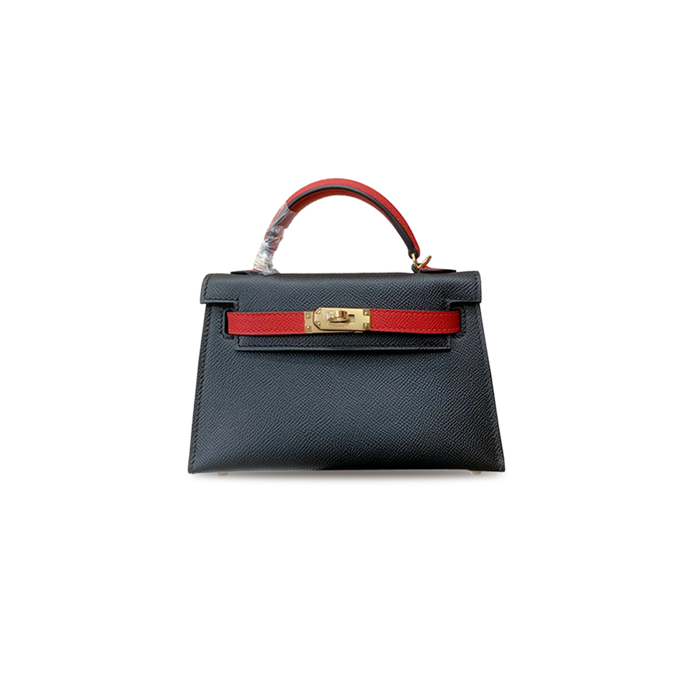 HERMÈS MINI KELLY II EPSOM BLACK HEART RED (19*12*5.5cm) 